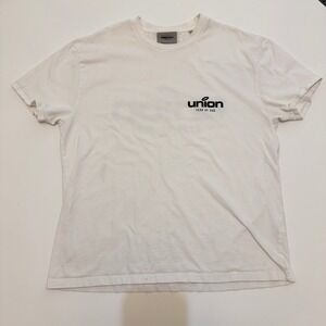 Fear of God Essentials Union LA White Cotton Graphic T-Shirt Mens Size Medium